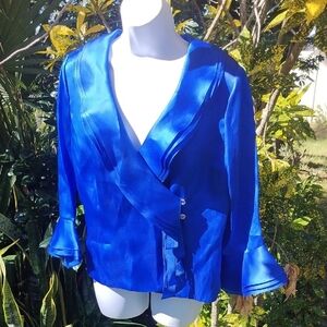 '90s Vintage Frascara Toronto Dramatic Royal Blue Clubwear Evening Bouse Sz 10